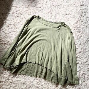 Oversized Earthy Distressed Military Grunge Relaxed Boho Top Womens M Granola